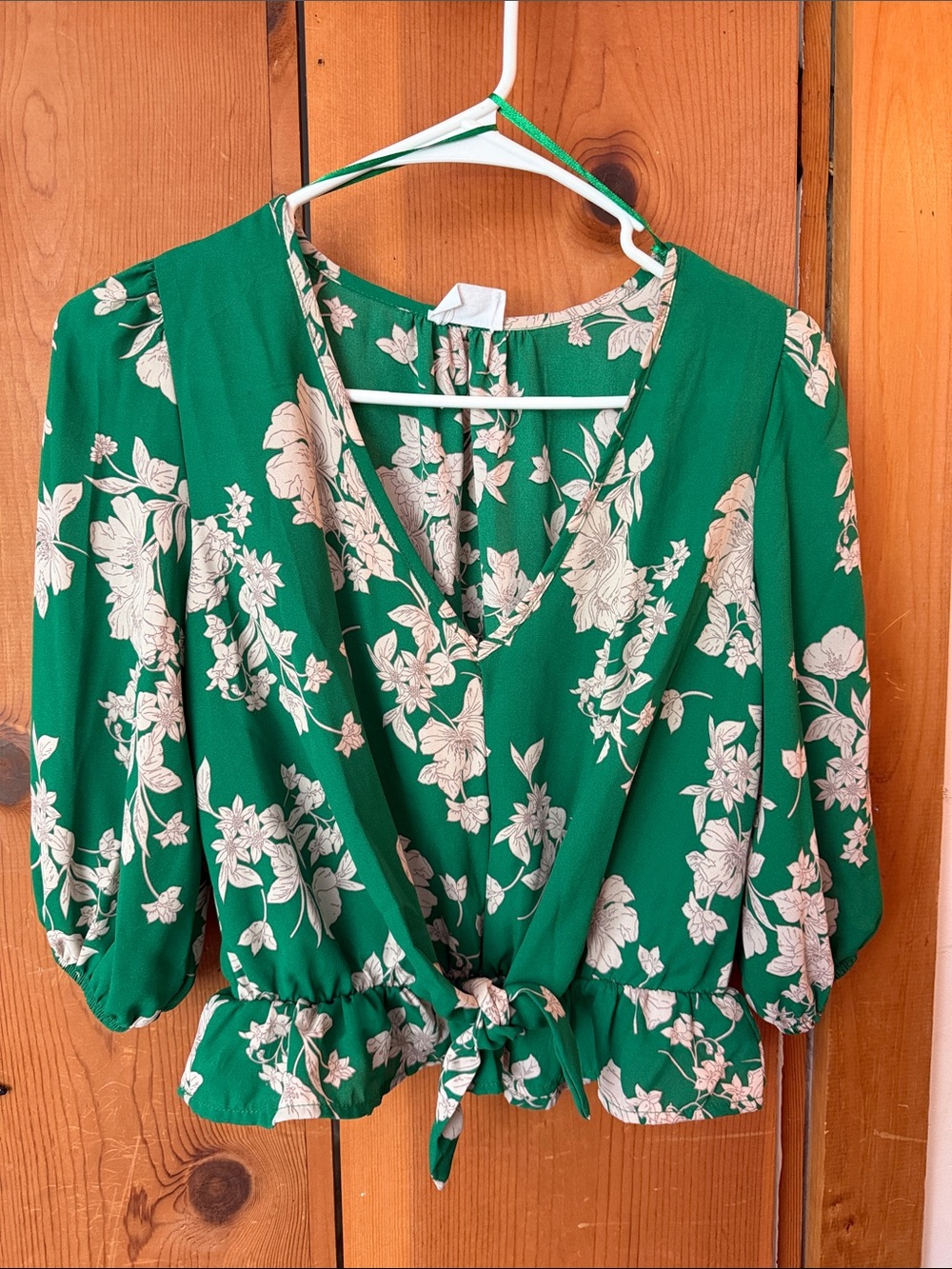 Sienna Sky Emerald Green Floral Wrap Top